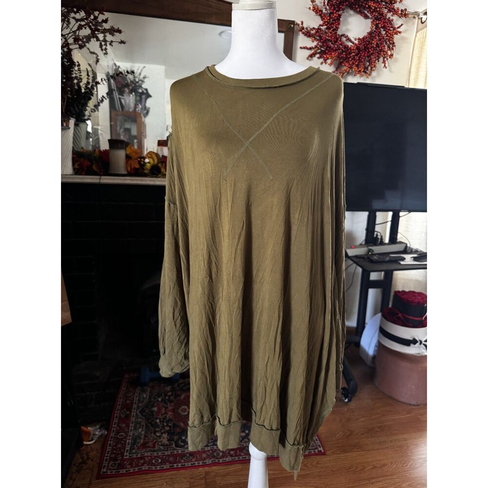 We The Free Olive Green Oversized Tunic Top S